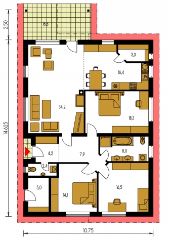 Floor plan of ground floor - BUNGALOW 130